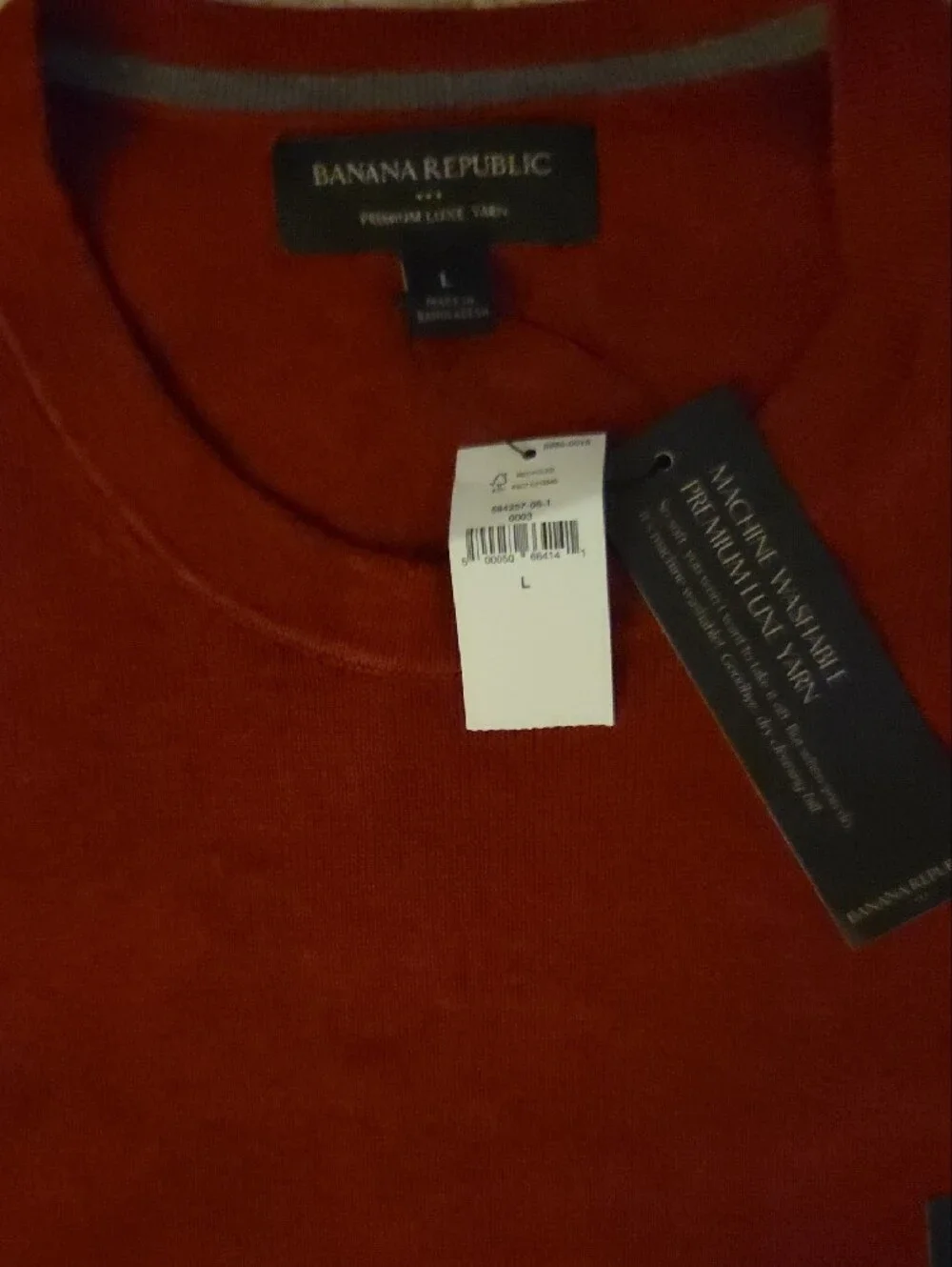 NWT Banana Republic Men's Premium Luxe Yarn Crew-Neck Sweater Dark Red L